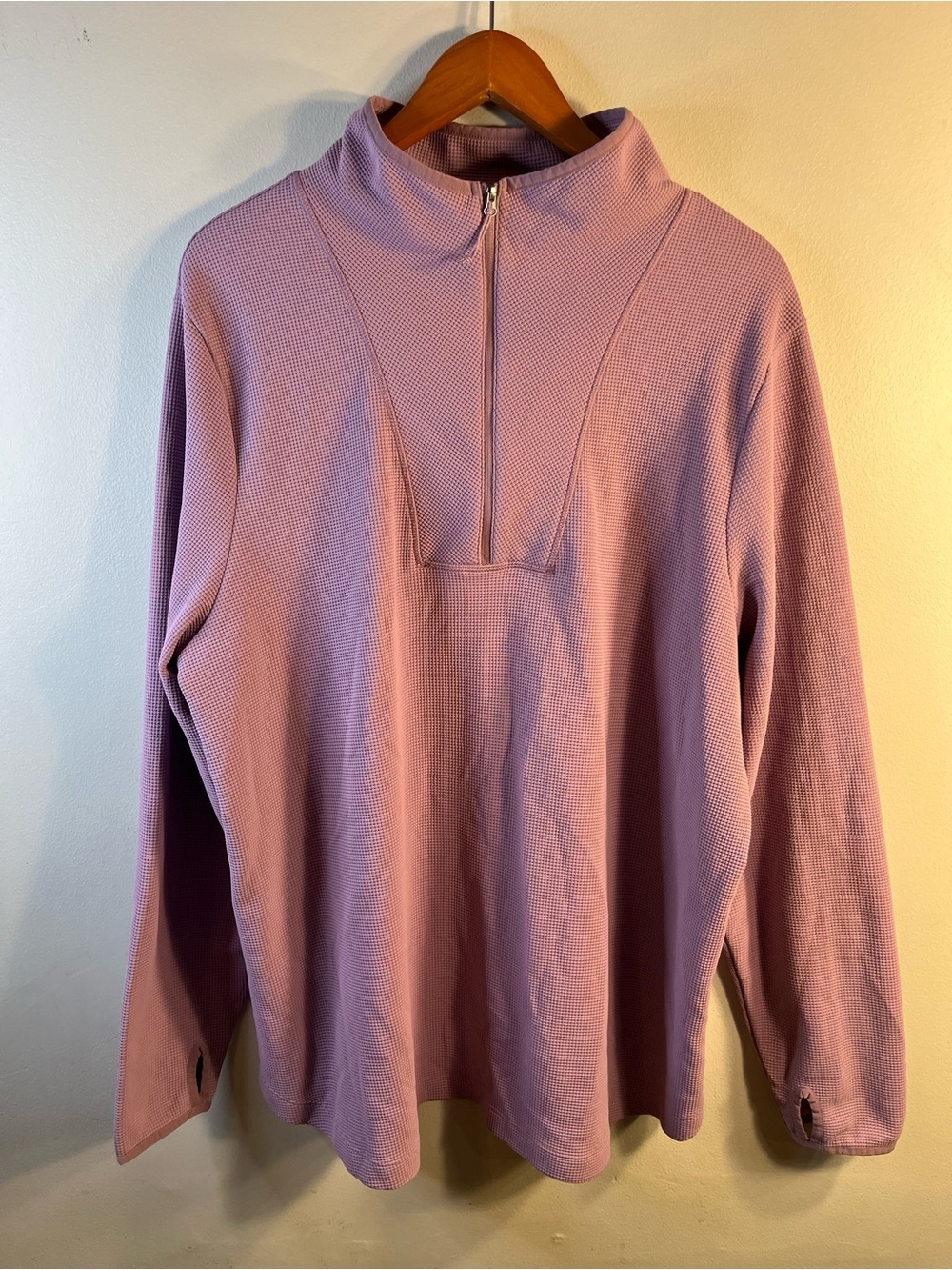 LL Bean Quarter-Zip Waffle Knit Pullover Lilac Women’s 2X